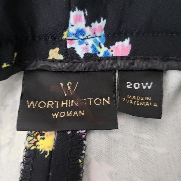 Worthington Woman Ankle Pants Black Floral Print Stretch Plus Size 20W NWT - Picture 6 of 14